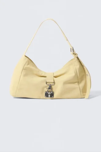 Bolso bandolera pequeño con cierre y forma holgada – Amarillo claro