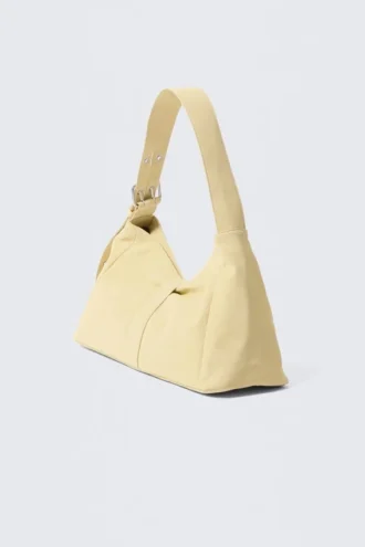 Bolso bandolera pequeño con cierre y forma holgada – Amarillo claro