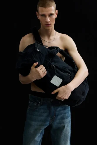 Bolso bandolera redondeado de lona – Gris oscuro