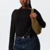 Bolso bandolera redondeado mediano – Verde caqui oscuro