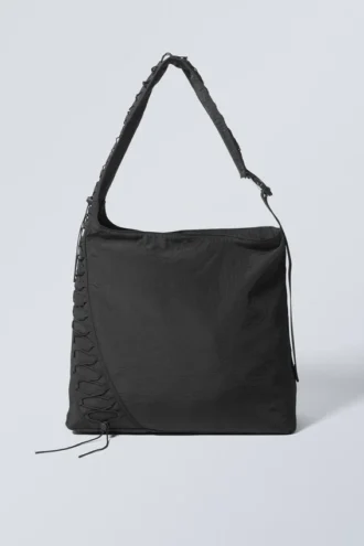 Bolso de hombro con cordón Dawa – Negro