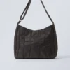 Bolso de hombro con ribete – Marrón oscuro Bolso de hombro con ribete – Marrón oscuro