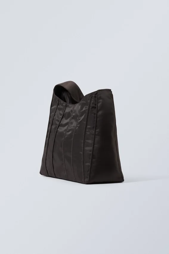 Bolso de hombro con ribete – Marrón oscuro Bolso de hombro con ribete – Marrón oscuro