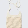 Bolso de hombro de algodón de punto – Blanco roto