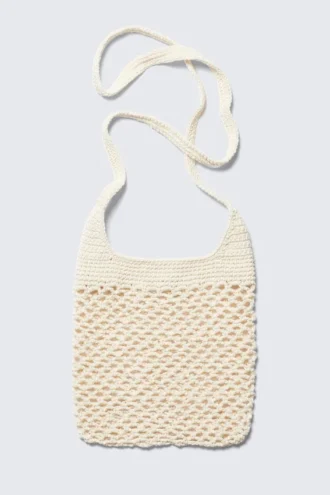 Bolso de hombro de algodón de punto – Blanco roto