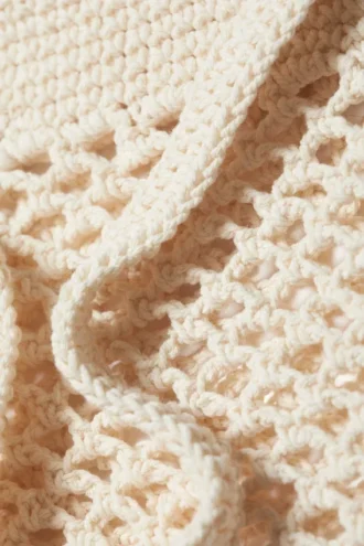 Bolso de hombro de algodón de punto – Blanco roto