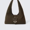 Bolso de hombro de lona con hebilla estructurada – Marrón Bolso de hombro de lona con hebilla estructurada – Marrón