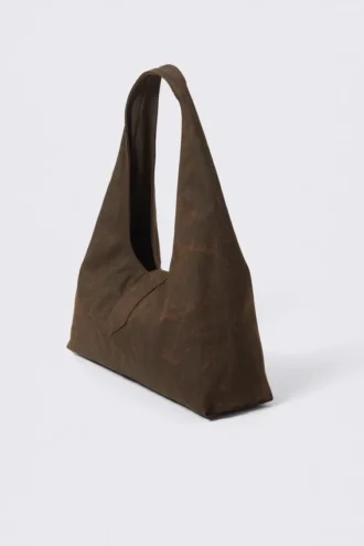 Bolso de hombro de lona con hebilla estructurada – Marrón
