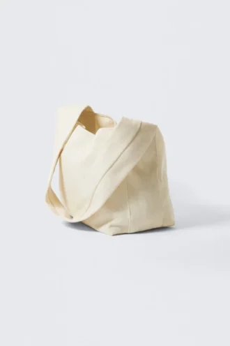 Bolso de hombro de lona suave – Beige claro