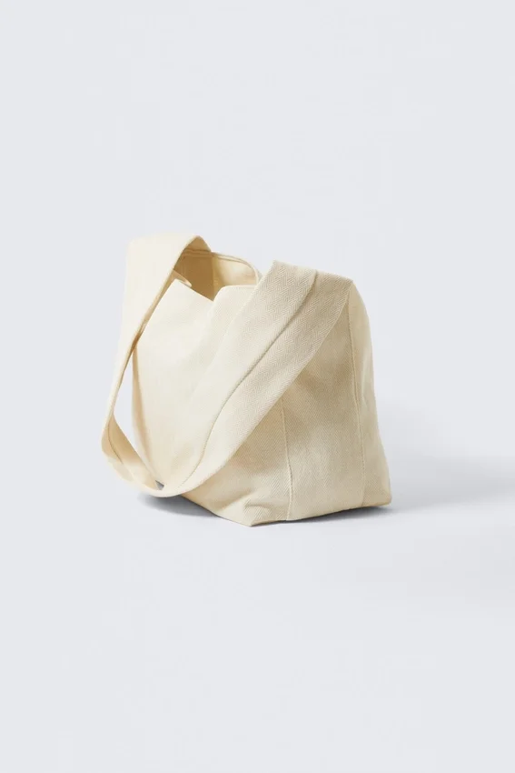 Bolso de hombro de lona suave – Beige claro Bolso de hombro de lona suave – Beige claro