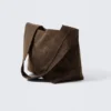Bolso de hombro de lona suave – Marrón oscuro Bolso de hombro de lona suave – Marrón oscuro