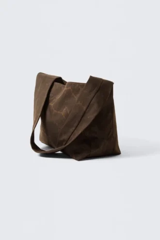 Bolso de hombro de lona suave – Marrón oscuro