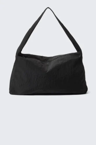 Bolso de hombro grande de ripstop – Negro