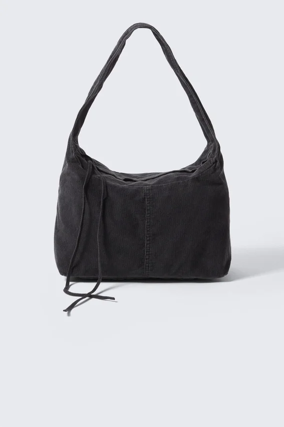 Bolso de hombro rectangular de pana – Negro Bolso de hombro rectangular de pana – Negro