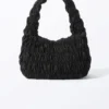 Bolso de hombro rectangular fruncido – Negro Bolso de hombro rectangular fruncido – Negro