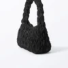 Bolso de hombro rectangular fruncido – Negro Bolso de hombro rectangular fruncido – Negro