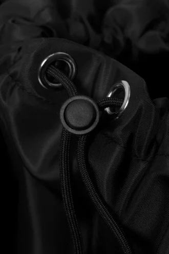 Bolso de hombro rectangular grande con cordón – Negro