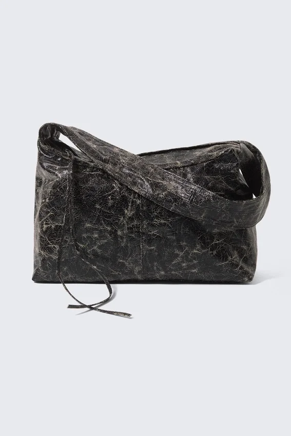 Bolso de hombro rectangular recubierto – Negro recubierto Bolso de hombro rectangular recubierto – Negro recubierto