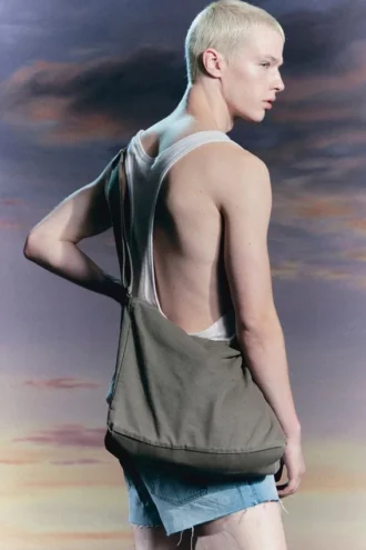 Bolso de hombro unisex de lona – Verde caqui