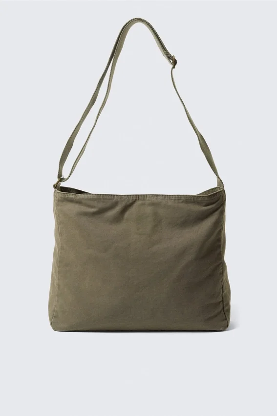 Bolso de hombro unisex de lona – Verde caqui Bolso de hombro unisex de lona – Verde caqui