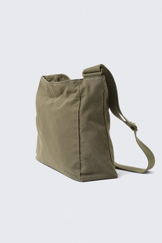 Bolso de hombro unisex de lona – Verde caqui Bolso de hombro unisex de lona – Verde caqui