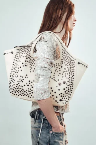 Bolso de lona con tachuelas – Dusty Light Mole