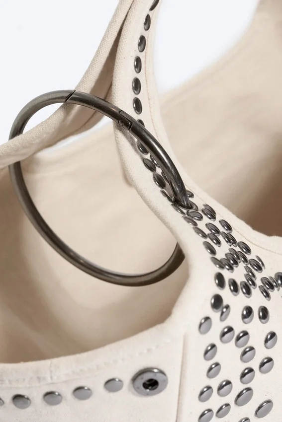 Bolso de lona con tachuelas – Dusty Light Mole Bolso de lona con tachuelas – Dusty Light Mole
