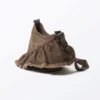 Bolso de lona de algodón con volantes – Marrón oscuro lavado Bolso de lona de algodón con volantes – Marrón oscuro lavado