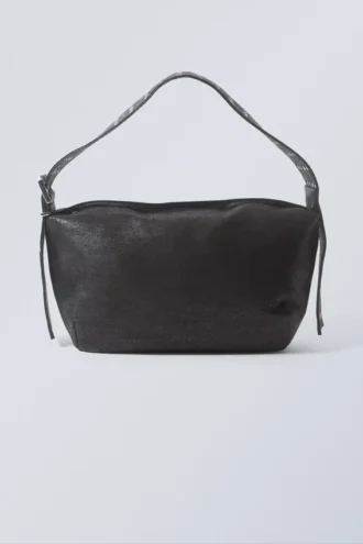 Bolso de mano con correa de ojales – Negro