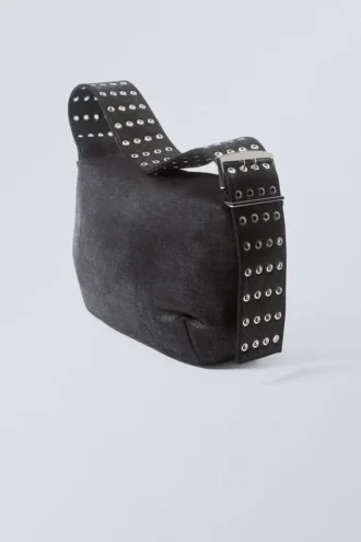 Bolso de mano con correa de ojales – Negro
