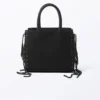 Bolso de mano de algodón con cordones – Negro Bolso de mano de algodón con cordones – Negro