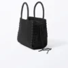 Bolso de mano de algodón con cordones – Negro Bolso de mano de algodón con cordones – Negro