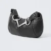 Bolso de mano de piel sintética con asa y hebilla – Negro
