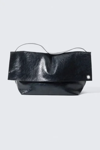 Bolso de mano grande de imitación de piel – Azul marino oscuro