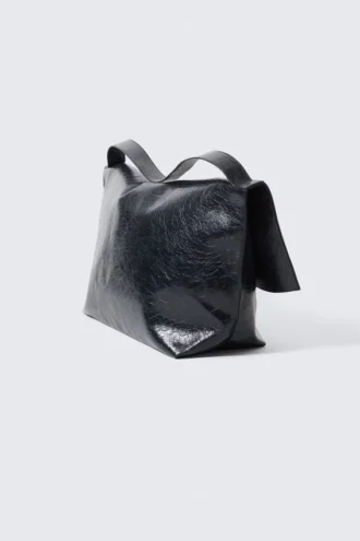 Bolso de mano grande de imitación de piel – Azul marino oscuro
