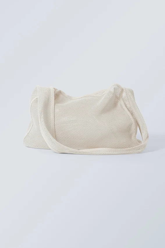 Bolso de red para el hombro – Blanco empolvado Bolso de red para el hombro – Blanco empolvado