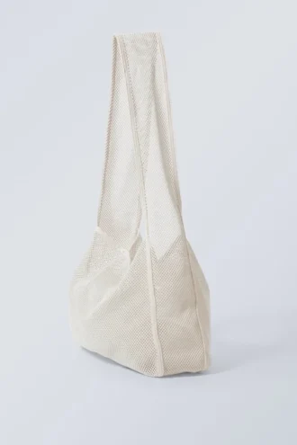 Bolso de red para el hombro – Blanco empolvado