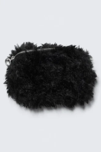Bolso mediano con cremallera de piel sintética – Negro