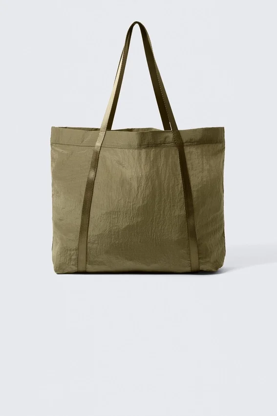 Bolso tote de nailon – Verde caqui Bolso tote de nailon – Verde caqui