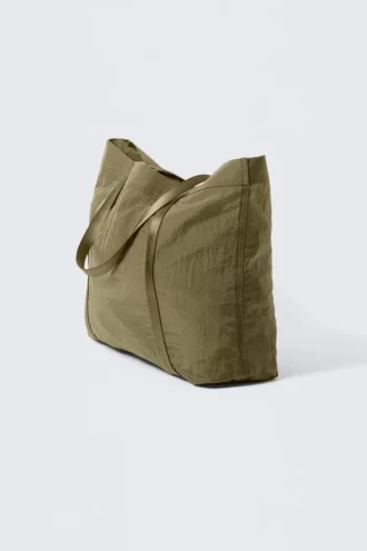 Bolso tote de nailon – Verde caqui