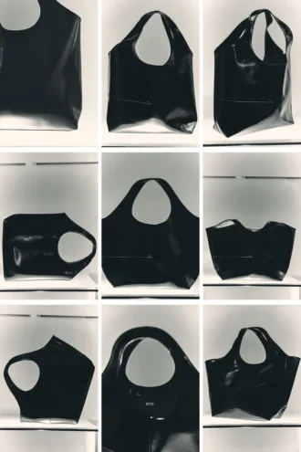 Bolso tote grande de imitación de piel brillante – Negro