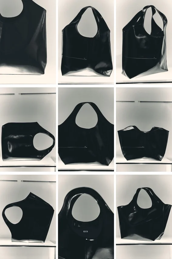 Bolso tote grande de imitación de piel brillante – Negro Bolso tote grande de imitación de piel brillante – Negro