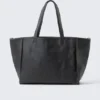 Bolso tote grande de imitación de piel – Negro