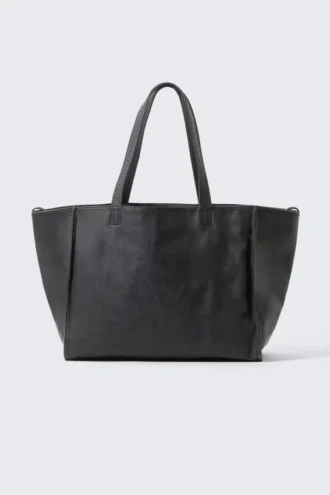 Bolso tote grande de imitación de piel – Negro