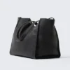 Bolso tote grande de imitación de piel – Negro