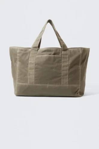 Bolso tote grande de lona de algodón encerado – Dark Mole