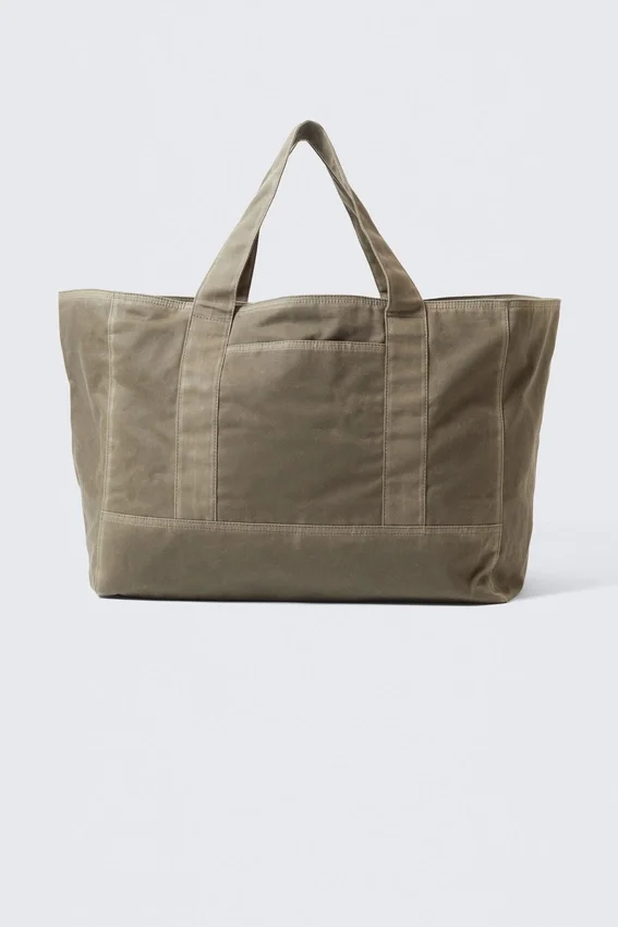 Bolso tote grande de lona de algodón encerado – Dark Mole Bolso tote grande de lona de algodón encerado – Dark Mole