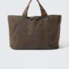 Bolso tote grande de lona de algodón encerado – Marrón oscuro Bolso tote grande de lona de algodón encerado – Marrón oscuro