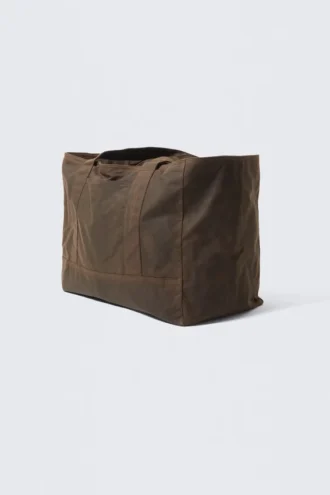 Bolso tote grande de lona de algodón encerado – Marrón oscuro