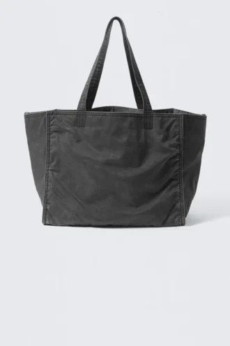 Bolso tote grande lavado – Negro lavado